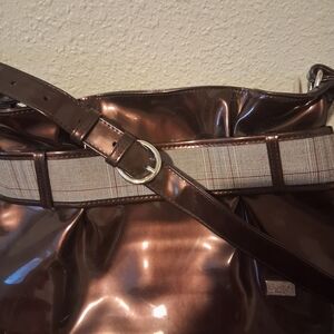Beijo Shiny Brown Tote Bag